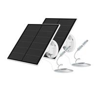 5W Pannello Solare per Telecamera, Caricatore Solare 5 Volt per Telecamera a Batteria Ricaricabile da Esterno DC 5V, con porta Micro USB, Adattatore USB-C, Impermeabile IP65, 2 Confezione
