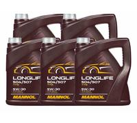 5x 4 Litro MANNOL Longlife 504/507 5W-30 olio motore Api Sn Acea C3 7715