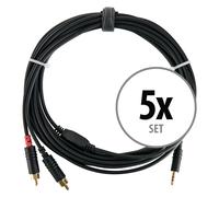 5x 6m Cavo Audio RCA Jack Stereo 3,5mm Connettori Dorrati Mixer Cassa Studio DJ