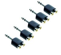 5x Adattatore Sdoppiatore Jack 6.3 mm Stereo a 2 RCA Femmina Bachelite | Set 5 Sdoppiatori Audio da Spina Jack 6,3mm Stereo a Doppio RCA con Corpo in Bachelite Antiscivolo e Contatti Nichelati