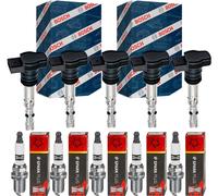 5x Bobina Accensione Bosch + Candela Champion Spark per Ford Focus II Da _ Hcp
