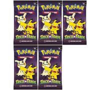 5X Booster Pokemon - Trick Or Trade 2023 (edizione ufficiale inglese, 3 carte di Booster, Sigillato e protetto)