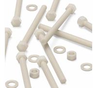 5x Bulloni a testa esagonale naturali in nylon PA66, dadi e rondelle in plastica, M12 x 150 mm