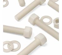 5x Bulloni a testa esagonale naturali in nylon PA66, dadi e rondelle in plastica, M20 x 100 mm