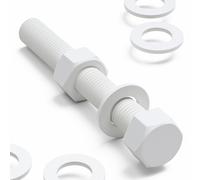 5x bulloni PP bianchi testa esagonale M20 x 150 mm, dadi e rondelle