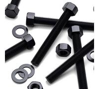 5x Bulloni testa esagonale PP neri, dadi, rondelle, M20 x 150 mm