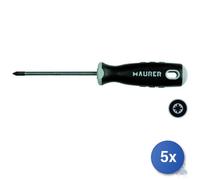 5x Cacciavite Maurer Plus A Croce Pozidriv Acciaio S2 Pz 3X150