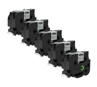 5x Cassetta per Brother P-Touch PT-9500 Edge PT-P750WVP 23,6mm nero-bianco