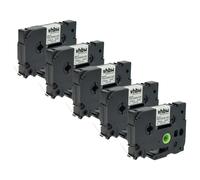 5x Cassetta per Brother P-Touch PT-9800PCN P-Touch PT-E300VP 5,8mm nero-bianco