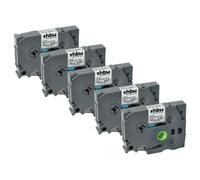 5x Cassetta per Brother PT D200BW D200BT D200DA D200DR D200G nero-trasparente