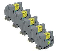 5x Cassetta per Brother PT RL700S P900W P950W P900NW nero-giallo