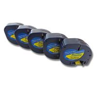 5x Cassetta per Dymo LetraTag LT-100H LT-100T QX50 XR 200B nero-giallo