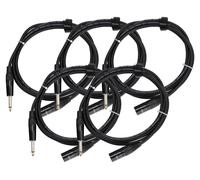 5x Cavo Audio per Strumentazione Spina XLR Maschio 3 Pin - Jack 6,35mm Mono 2,5m