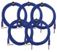 5x CAVO CHITARRA ELETTRICO AMPLIFICATORE MONITORE AUDIO CONNECTTORE JACK AZZURRO