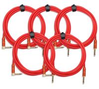 5x CAVO CHITARRA ELETTRICO AMPLIFICATORE MONITORE AUDIO CONNECTTORE JACK ROSSO