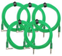 5x CAVO CHITARRA ELETTRICO AMPLIFICATORE MONITORE AUDIO CONNECTTORE JACK VERDE