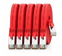 5x Cavo Ethernet LAN CAT7 piatto 10m U/FTP 10 Gbit/s RJ45 Cat6a rosso