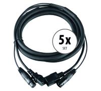 5x Cavo Ibrido DMX IEC XLR 3 Pin Effetti Luce Controllo DMX Alimentazione 2,5m