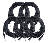 5x Cavo Microfono Set Audio XLR Femmina 3 Poli Jack 1/4 6.35mm Mixer Nero 20m
