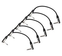5x Cavo Patch Jack 6,3mm 90 Pipa Angolo per Pedali Effetto e Strumenti 0,3m Nero