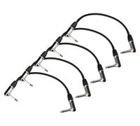 5x Cavo Patch Jack 6,3mm 90 Pipa Angolo per Pedali Effetto e Strumenti 0,3m Nero