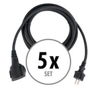 5x Cavo Prolunga Elettrico 2,5M Presa Spina EU Schuko IP44 per Esterni 16A Nero