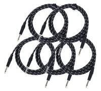 5x Cavo Strumenti Chitarra Basso Amplificatore Jack Maschio 6,3mm in Tessuto 3m