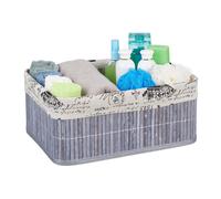 5x Cesta bambù da scaffale scatola portaoggetti bianca bagno multifunzione