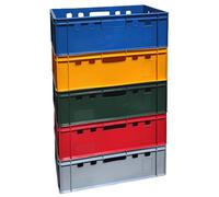 5x Cesta E2 Cassa 60x40 Cibo Sicuro Box Impilabile Scatola Carne Colorato
