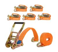 5x Cinghia Tensione 2 Pz. con Gancio 5000 KG/8 M Ratschenspanngurte 50mm