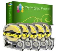 5x Compatibile AC12YW Nero su Giallo (12mm x 8m) Cassetta Nastro per Epson LabelWorks LW-300, LW-400, LW-500, LM-700, LW-900P, OK200, OK300, OK500P, OK720, OK900P, KingJim TepraPro Etichettatrici