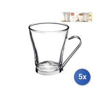 5x Confezioni 3 Bicchieri In Vetro Oslo Cappuccio cl 22 Trasparente Bormioli