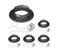 ledscom.de 5 pezzi Cornice da incasso a soffitto FERE cornice da incasso nera opaca (LED/alogena/GU10/MR16/PAR16/50mm) incl. presa GU10