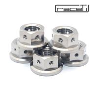 5x Dado Esagonale Flangia In Titanio M10 Con Filo Di Sicurezza Forato Argento