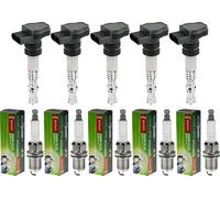 5x Delphi Bobina Accensione + Denso Candela per Volvo V70 II P80_2.5 T.
