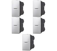 5x Deviatore assiale 16A, Moduli grigi, grigio, Compatibile Con BTicino Axolute, frutti, interruttori, pulsanti, deviatori, dimmer, sensori, PIR, buzzer, Per Placche originali e compatibili