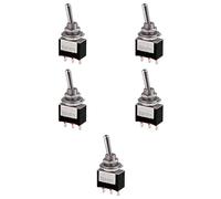 5x Deviatore ON-OFF-ON momentaneo, auto-ritorno da entrambi i lati, a leva, unipolare DPDT, 3 posizioni, foro montaggio 6mm, da pannello, 12V 220V 3A, contatti a saldare, levetta, switch, 1 scambio