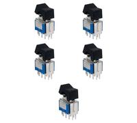 5x Deviatore ON-ON a bilanciere, tasto nero, unipolare DPDT, 2 posizioni, montaggio a pannello, portata 220V 230V 3A, per circuito stampato PCB, tipo levetta, 2 vie, 2 scambi