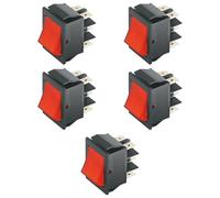 5x Deviatore ON-ON a bilanciere, tasto rosso, bipolare DPDT, 2 posizioni, rettangolare, autobloccante, montaggio a pannello, foro 31x22mm, portata 220V 230V 15A, contatti in ottone 6,35mm, basculante