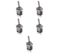 5x Deviatore ON-ON a leva, unipolare SPDT, 2 posizioni, foro montaggio 5mm, per circuito stampato PCB, portata 12V 220V 3A, contatti in ottone, levetta, switch, 1 via, 1 scambio, interruttore