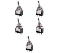 5x Deviatore ON-ON a leva, unipolare SPDT, 2 posizioni, foro montaggio 6mm, da pannello, portata 12V 220V 3A, contatti in ottone a saldare, levetta, switch, 1 via, 1 scambio, interruttore