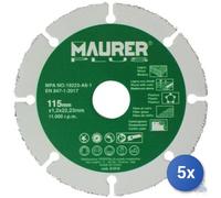 5x Disco Taglio Universale Maurer Per Legno Mm 115 Foro 22,23