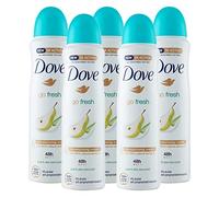5x Dove Deodorante Go Fresh Pera e Aloe Vera 0% Alcol Anti-Traspirante - 5 Deodoranti Spray da 150ml