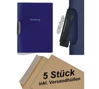 5X Durable DURASWING JOB - Cartella Per Candidature - Blu Scuro Con Clip + Buste