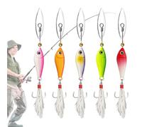 5X esche - Baits da nuoto esche | Cose da esca con coda di piume | Sequins di ganci in metallo | di accoppiamento avanzato per gli uomini rivolti a Sunfish, Cappi