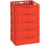 5x Fleischerkiste E2 Cassetta Macellaio Rosso Scatola Carne Cassa Cesta Hdpe