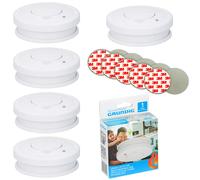 5x Grundig Rivelatore di Fumo 9V Batterie E Magnete Supporti Sensore Fuoco 85 DB