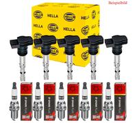 5x Hella Bobina Accensione + Champion Candela per Audi A3 Sportback 8VA 8VF RS3