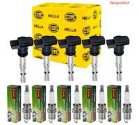 5x Hella Bobina Accensione + Denso Candela per Ford Focus II Da _ Hcp Dp 2.5 St