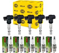 5x Hella Bobina Accensione + Denso Candela per Volvo S80 I Ts XY 2.0 di T